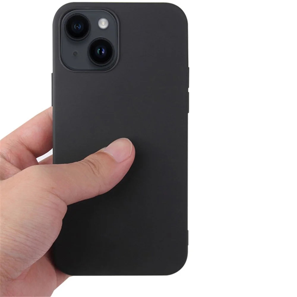 For iPhone 15 Matte Textured TPU Shell Shockproof Protection Mobile Phone Case - Black - 7