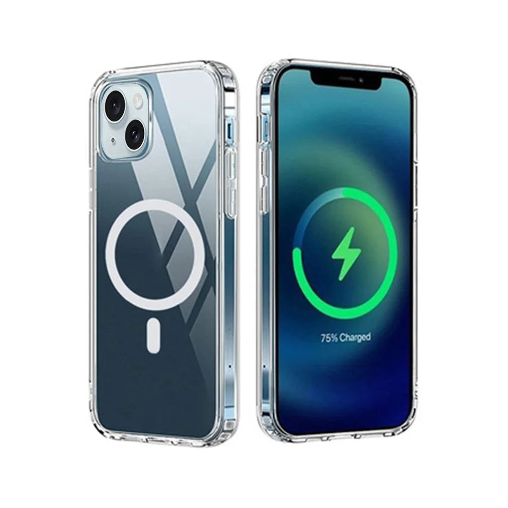 For iPhone 15 Plus Shockproof Back Case Compatible with MagSafe Transparent TPU Phone Cover - 2