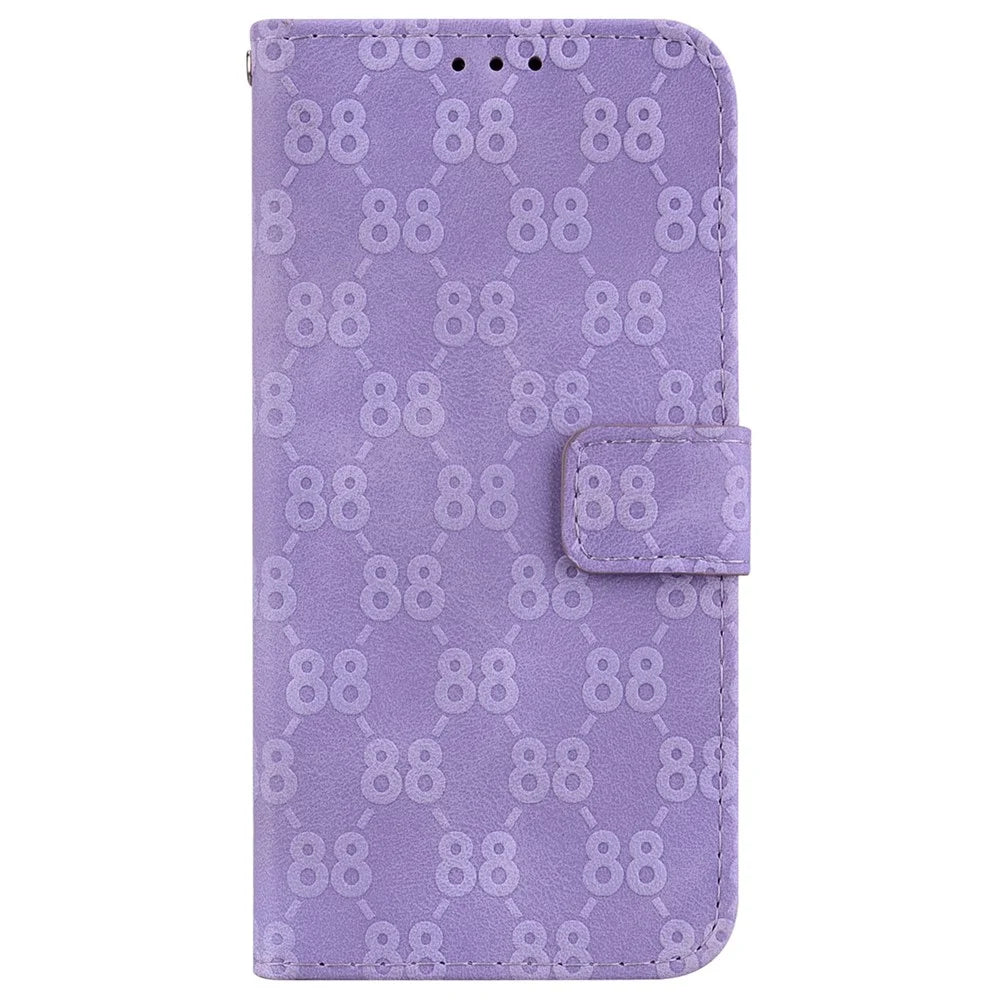 For iPhone 14 Pro Leather Wallet Stand Shockproof Cover Double 8-Shape Imprinted Phone Case - Purple - 7
