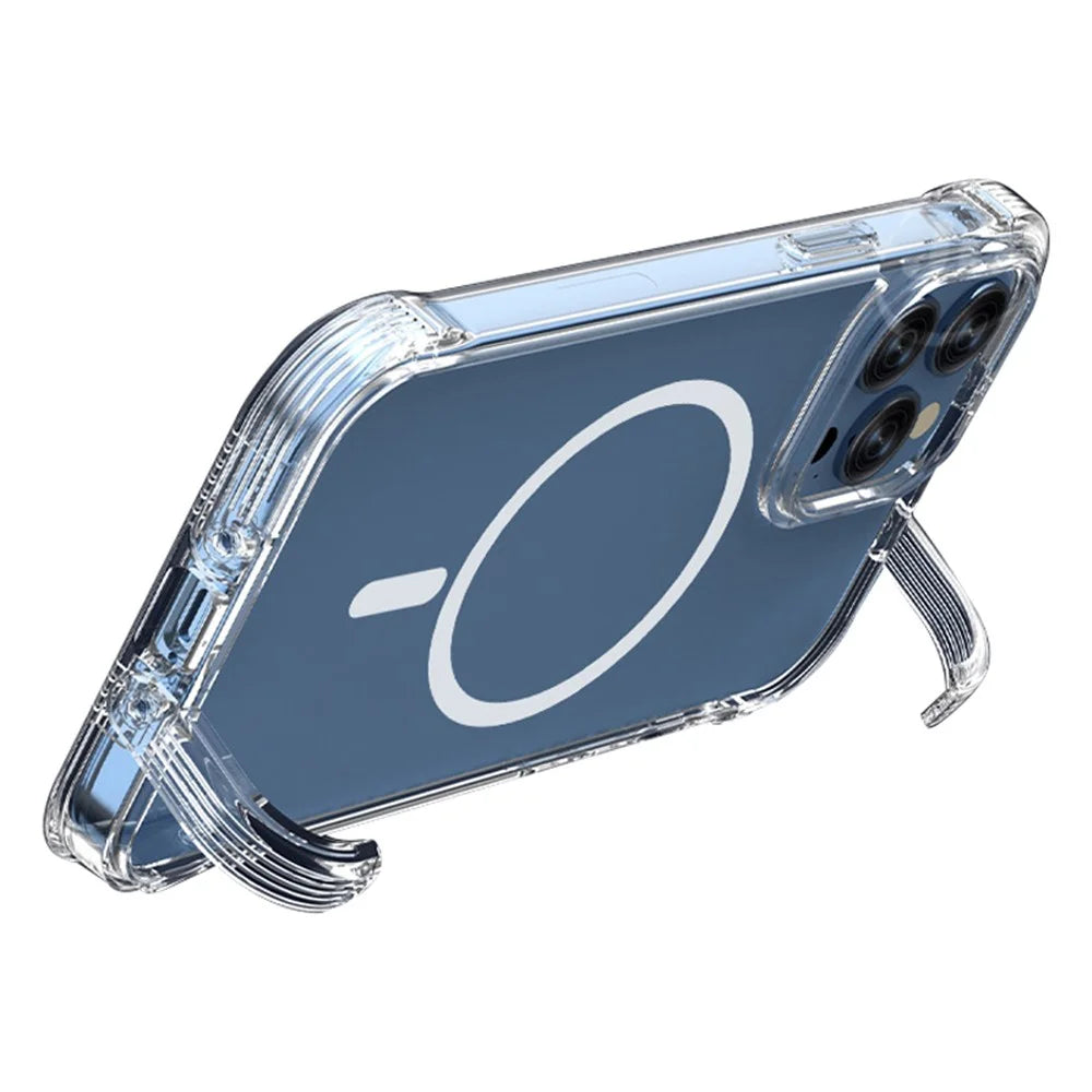 Phone Case for iPhone 15 , Clear Concealed Kickstand PC+TPU Phone Shell Compatible with MagSafe - 1