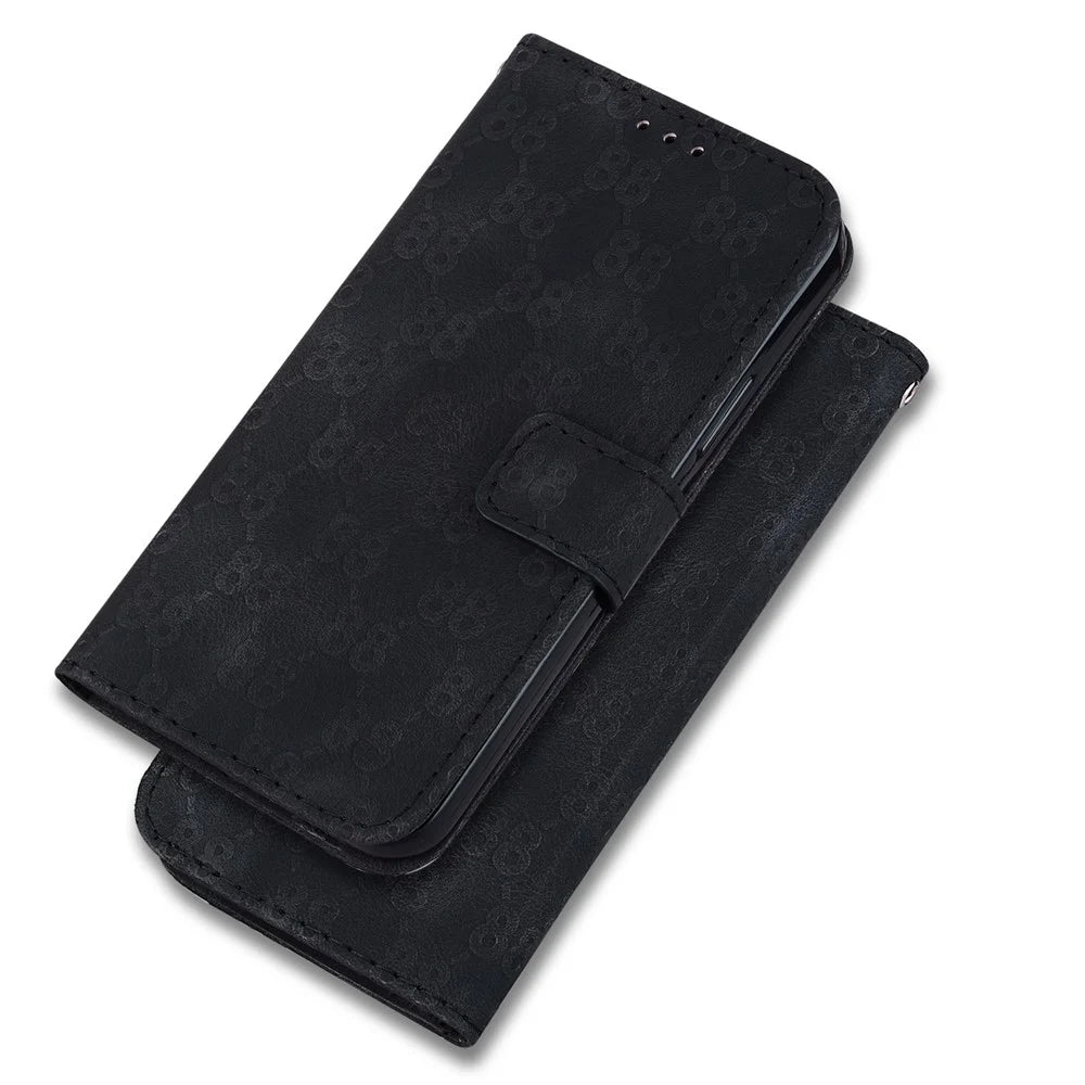 For Samsung Galaxy A03s (166.5mm) Stylish Double 8-Shape Imprint Wallet Cover Leather Stand Phone Case - Black - 7