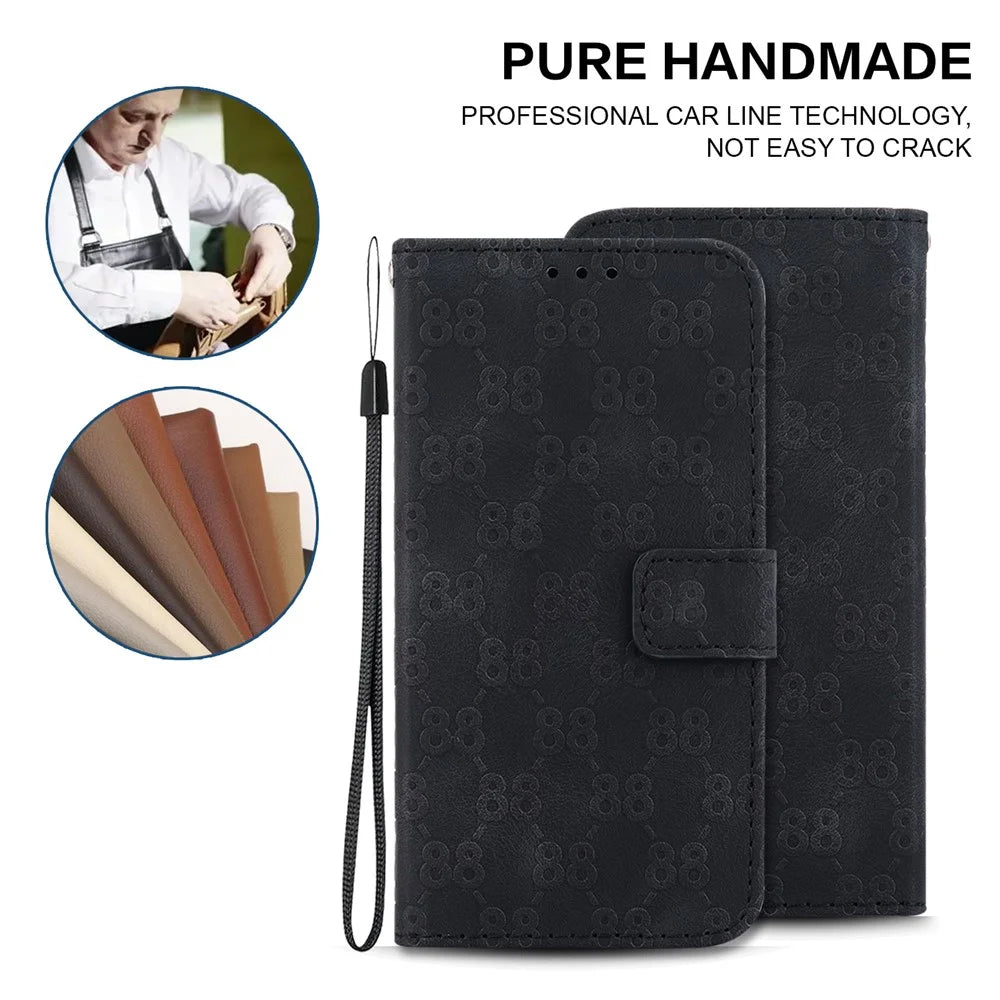 For Samsung Galaxy S23 Ultra Wallet Flip Cover 8-Shape Imprinted Stand PU Leather Phone Case - Black - 5