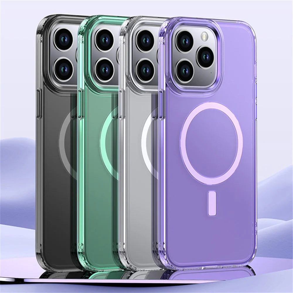 Anti-Fingerprint Phone Cover for iPhone 14 Pro Translucent Slim TPU+PC Case Compatible with MagSafe - Green - 6