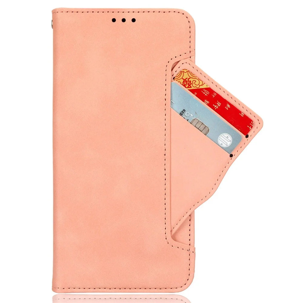 For Blackview Oscal C70 / Oscal Tiger 10 Multiple Card Slot Wallet Phone Case Stand PU Leather Smartphone Cover - Pink - 2