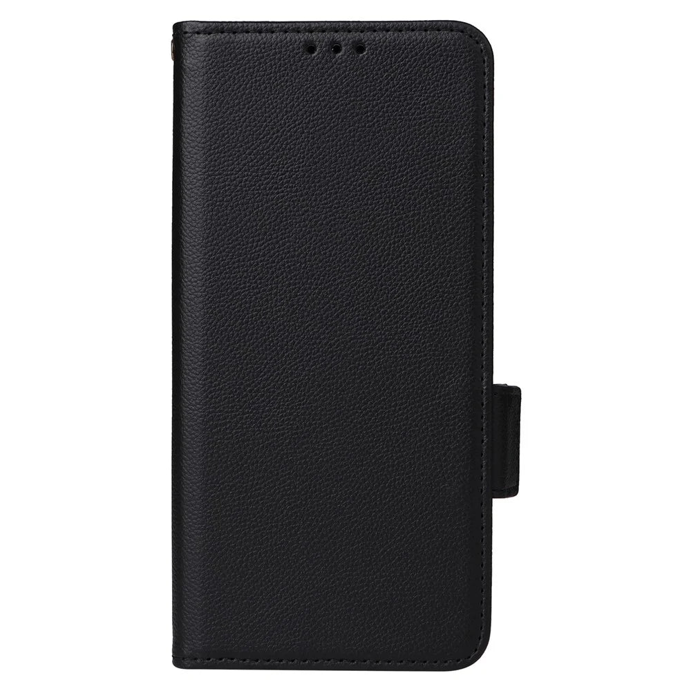 PU Leather Case for Orbic Fun+ 4G , Wallet Phone Shell Litchi Texture Stand Cellphone Cover with Strap - Black - 7