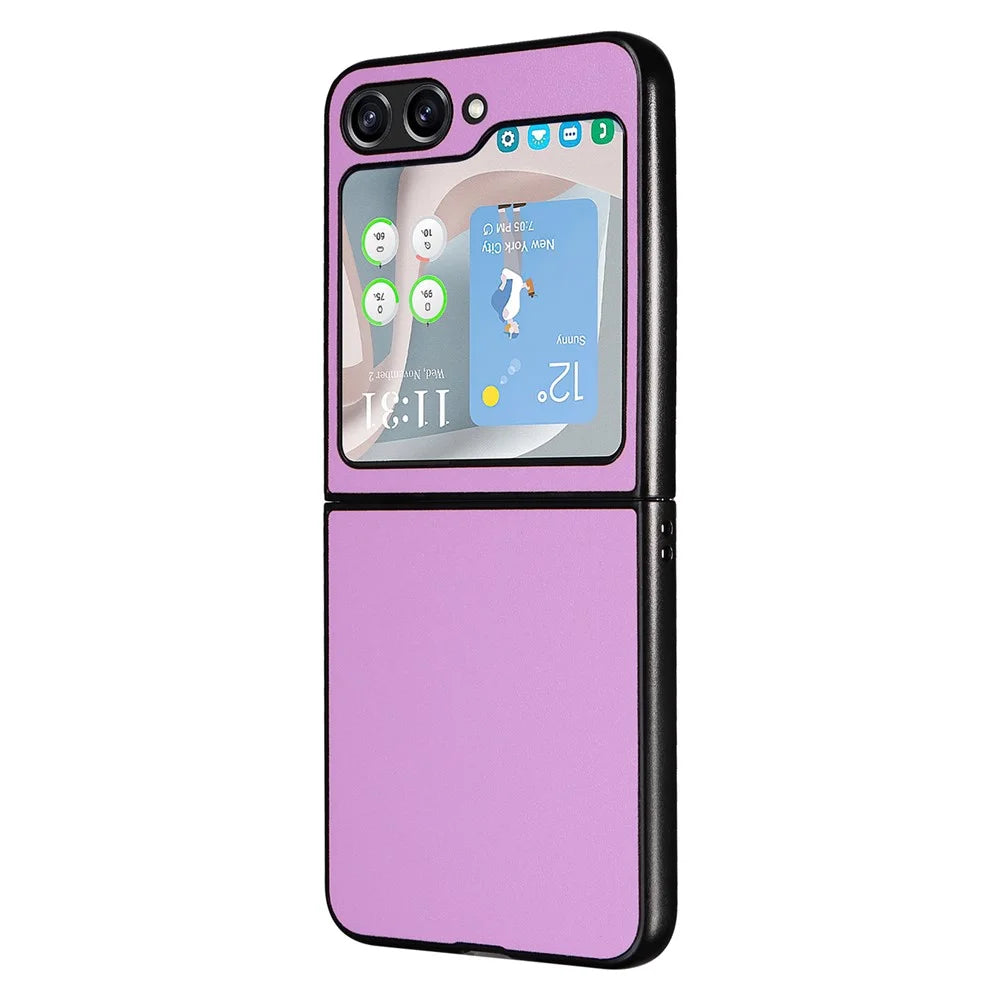 For Samsung Galaxy Z Flip5 5G Shockproof Phone Case Texture PU Leather+PC Slim Cover - Purple - 2