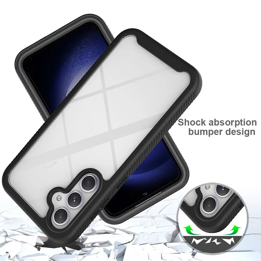 Clear Back Phone Case for Samsung Galaxy S23 FE , Acrylic+PC+TPU Anti-Scratch Phone Cover - Black - 4