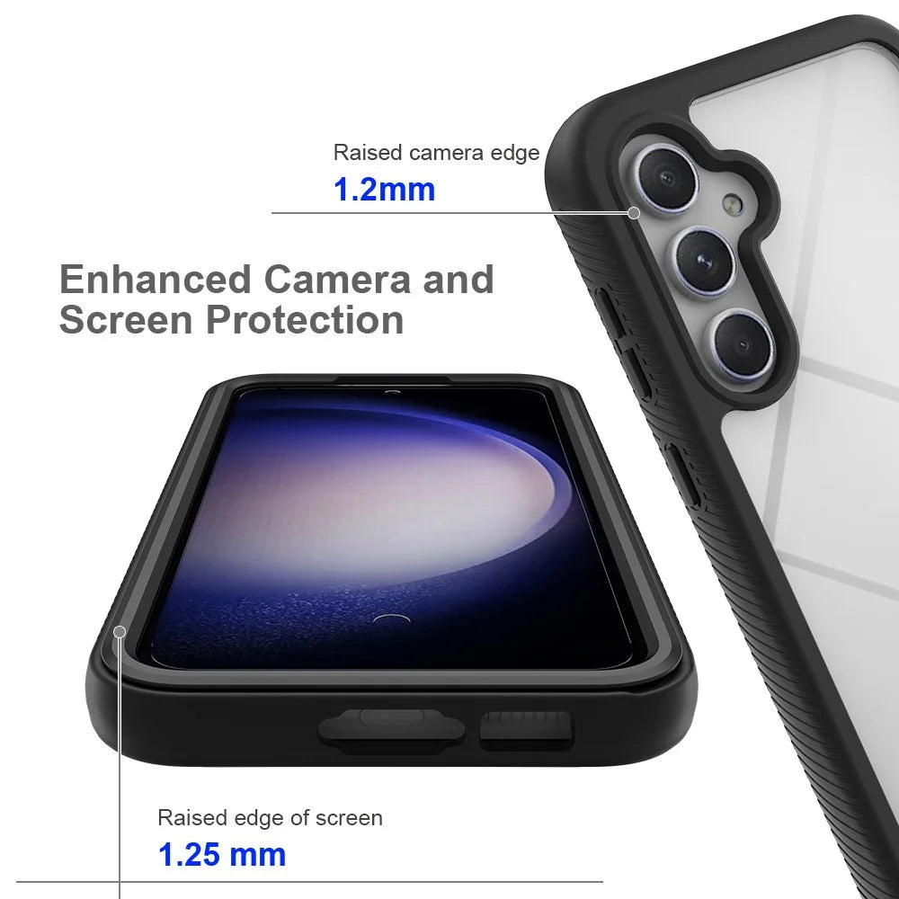 Clear Back Phone Case for Samsung Galaxy S23 FE , Acrylic+PC+TPU Anti-Scratch Phone Cover - Black - 5