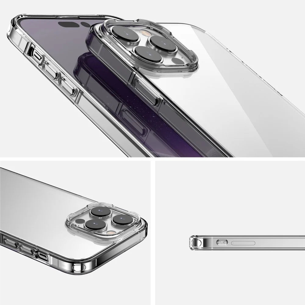 Aurora Series For iPhone 15 Clear Slim Mobile Phone Shell Case Hard PC + Soft TPU Cover - Transparent - 6