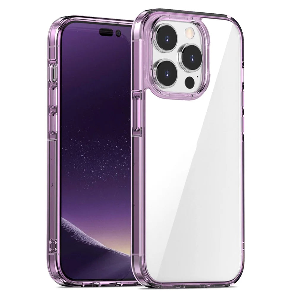 Aurora Series For iPhone 15 Pro Max Clear Mobile Phone Shell PC + TPU Anti-Scratch Phone Case Cover - Transparent Purple - 1