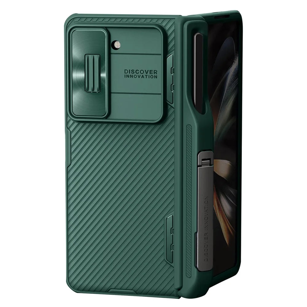 NILLKIN CamShield Fold Case for Samsung Galaxy Z Fold5 5G TPU+PC Phone Cover Kickstand Shell with Pen Slot - Green - 4