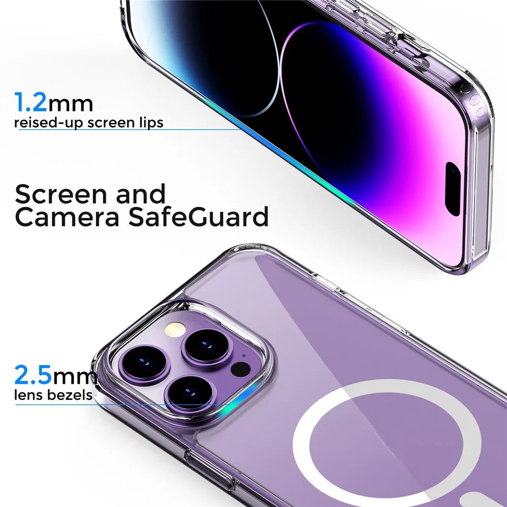 AHASTYLE PC06 For iPhone 14 Pro Max Dustproof Phone Case Compatible with MagSafe HD Clear PC + TPU Cover - 2