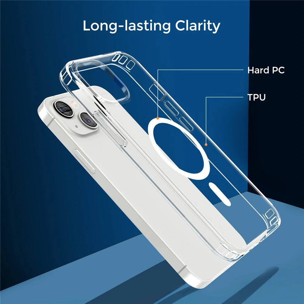 AHASTYLE PC06 Phone Cover for iPhone 13 mini , HD Clear PC + TPU Case Compatible with MagSafe - 2