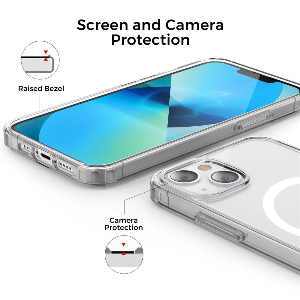 AHASTYLE PC06 Phone Cover for iPhone 13 mini , HD Clear PC + TPU Case Compatible with MagSafe - 4