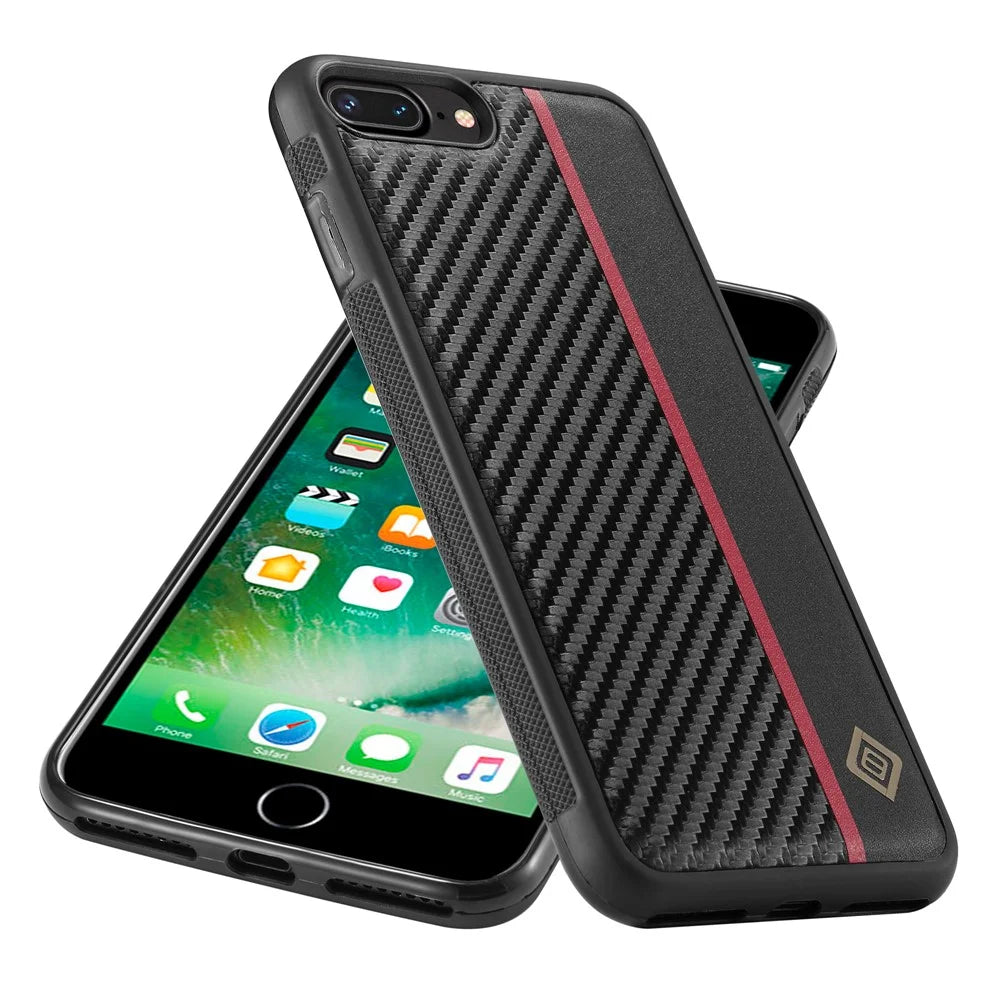 LC.IMEEKE For iPhone 7 / 8 / SE (2020) / SE (2022) PU Leather+TPU+EVA Case Carbon Fiber Texture Mobile Phone Cover - 2