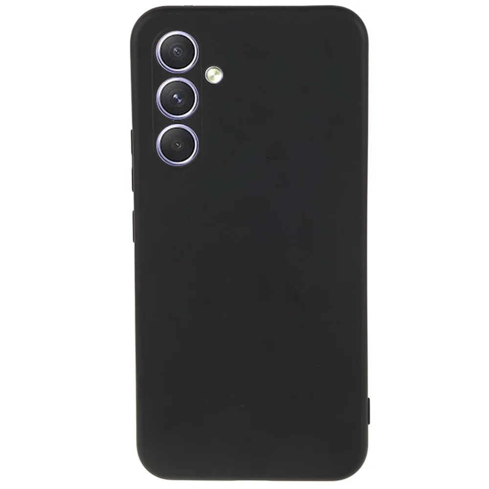 For Samsung Galaxy S23 FE Fiber Lining Rubberized TPU Phone Cover Anti-Scratch Back Case - Black - 1