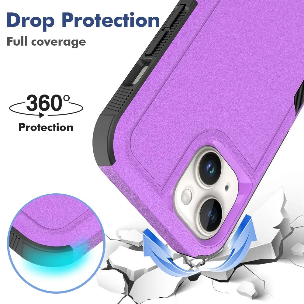 For iPhone 15 Dual Layer Protection PC+TPU Cover Anti-fall Phone Case - Purple - 2