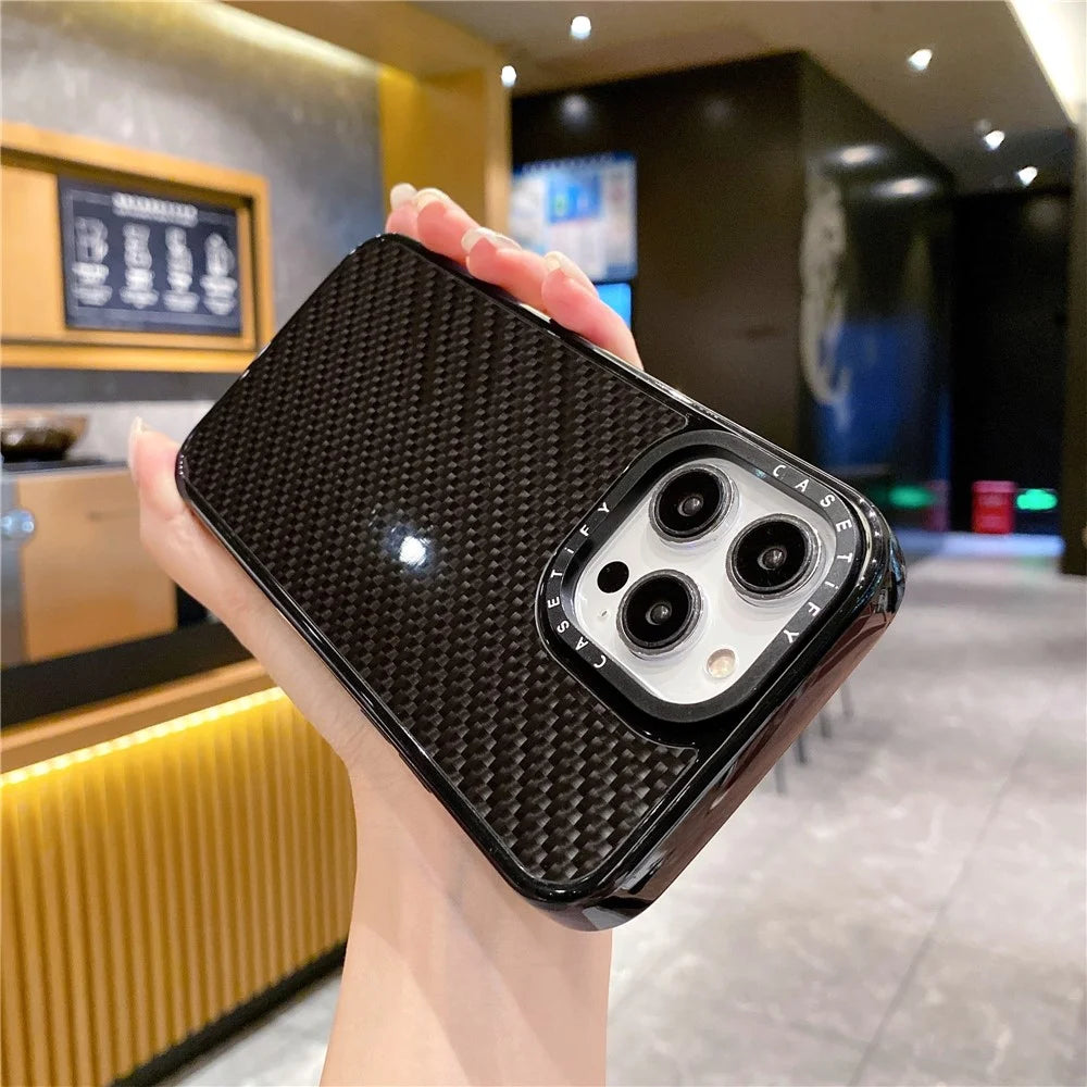 For iPhone 15 Plus Carbon Fiber Texture Phone Case PC+TPU Shockproof Phone Cover - 2