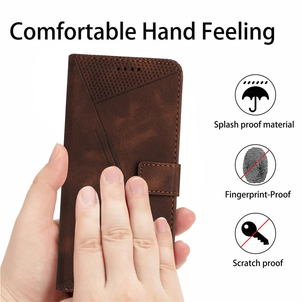 For Samsung Galaxy A22 4G (EU Version) / M32 (India Version) / M32 (Global Version) 4G / F22 / M22 Leather Phone Cover Imprinted Wallet Stand Case - Brown - 7