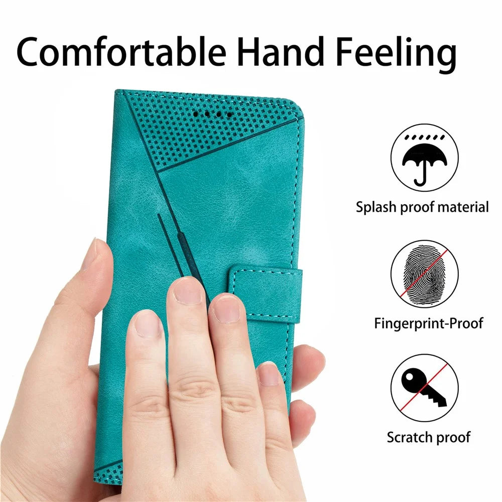 For iPhone 12 / iPhone 12 Pro 6.1 inch PU Leather Stand Phone Case Triangle Imprinted Wallet Cover with Strap - Green - 7