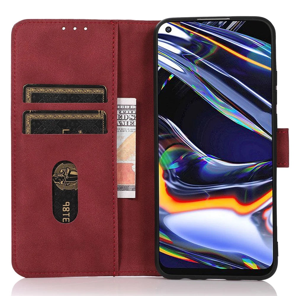 KHAZNEH Smartphone Case for Nothing Phone (2) Textured PU Leather Wallet Stand Cover - Red - 3