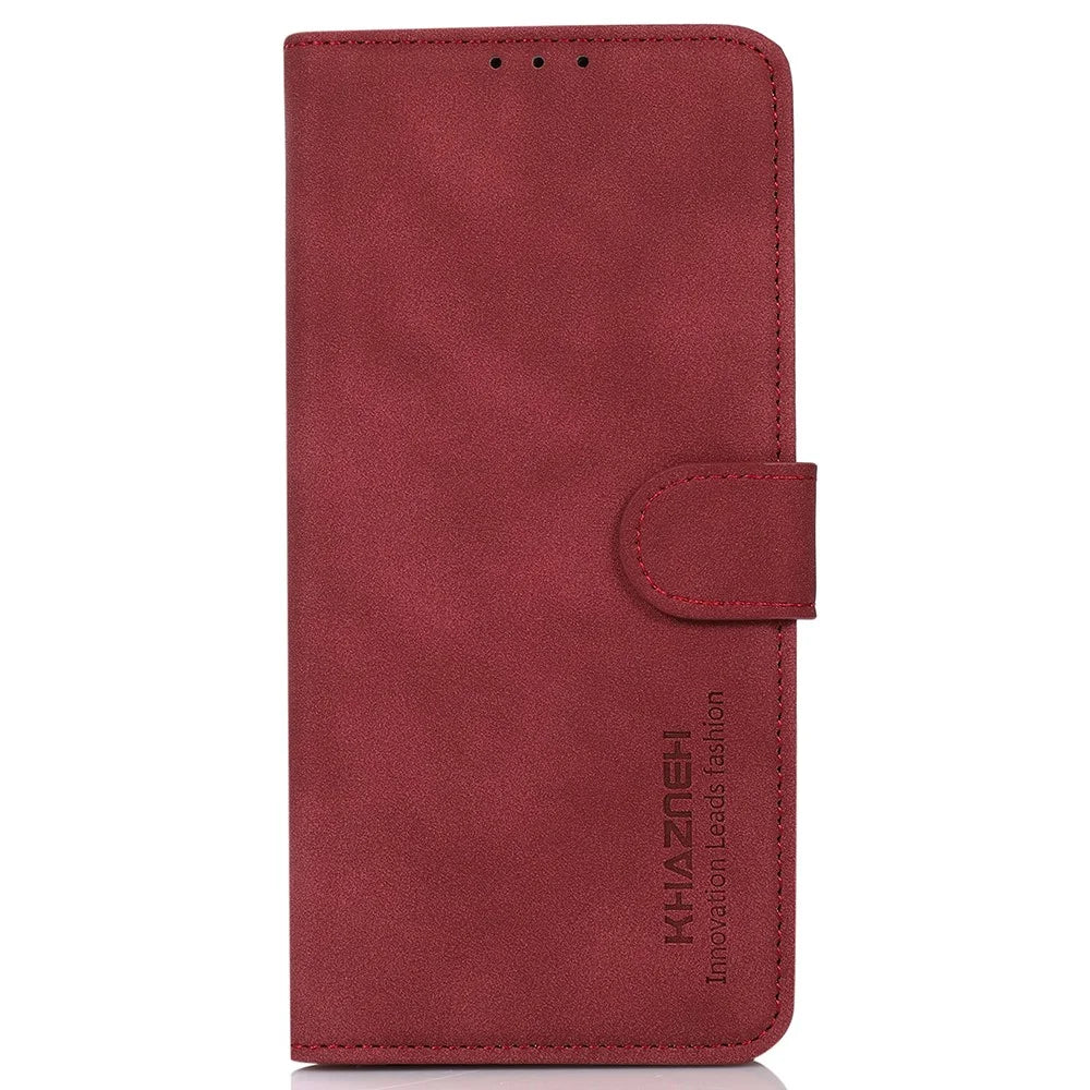 KHAZNEH Smartphone Case for Nothing Phone (2) Textured PU Leather Wallet Stand Cover - Red - 6