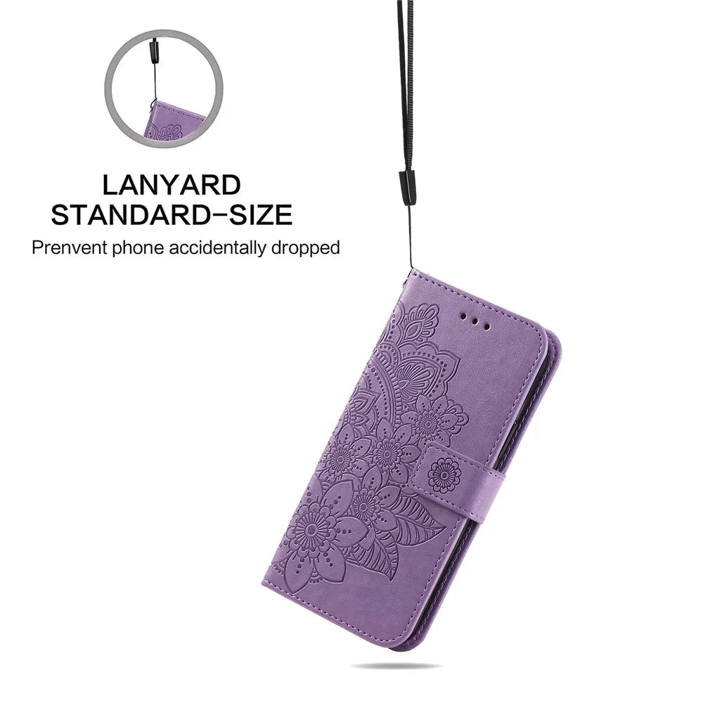 Stand Cover for Samsung Galaxy F34 5G / M34 5G Flower Imprint PU Leather Wallet Phone Case - Purple - 7