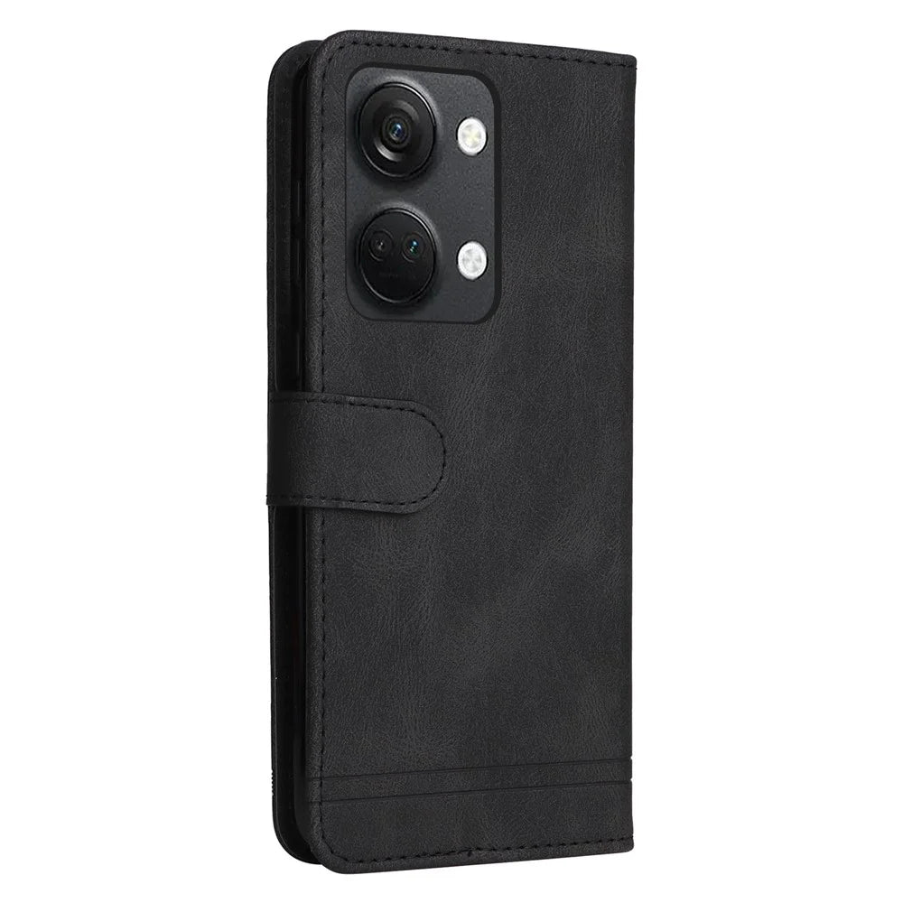 For OnePlus Nord 3 5G / Ace 2V Leather Wallet Cases Skin Touch Phone Cover Stand with Strap - Black - 7
