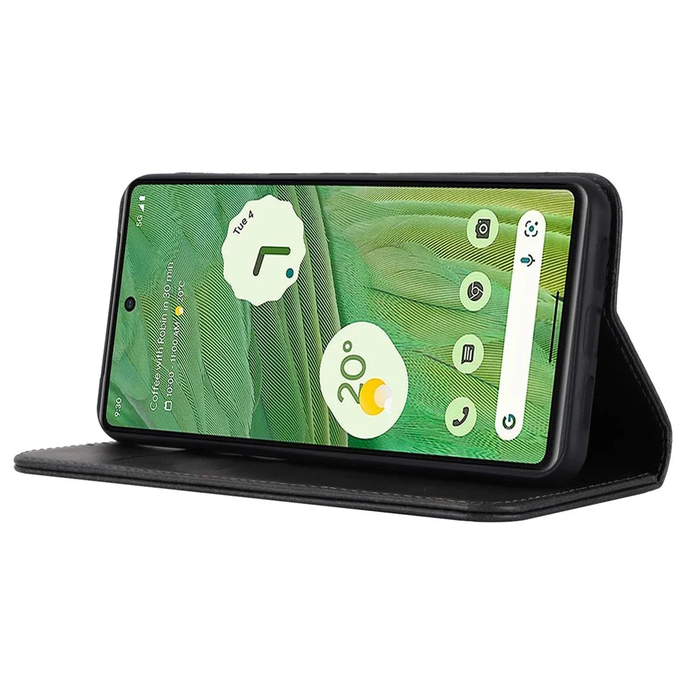 Calf Texture PU Leather Case for Google Pixel 8 Pro , Anti-drop Stand Wallet Phone Cover - Black - 4