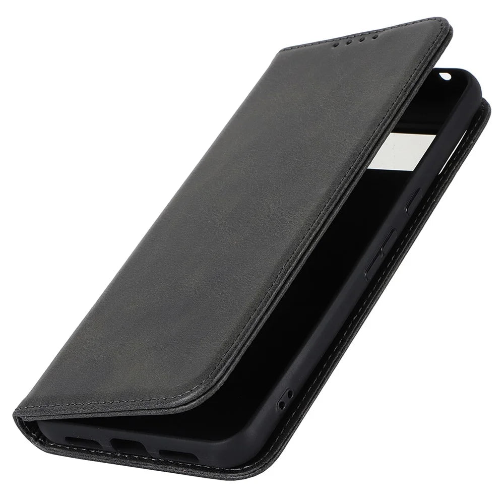 Calf Texture PU Leather Case for Google Pixel 8 Pro , Anti-drop Stand Wallet Phone Cover - Black - 7