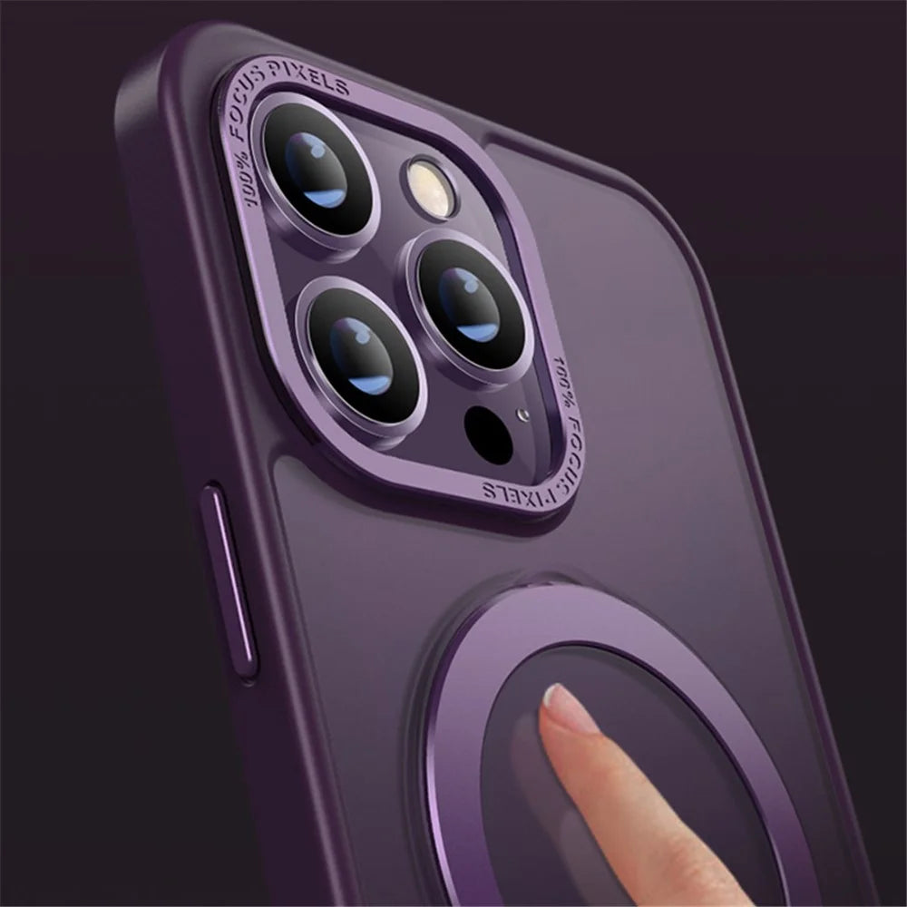 X-LEVEL Kickstand Phone Case for iPhone 15 Pro Max Metal Lens Frame+TPU+PC Anti-Fall Cover Compatible with MagSafe - Purple - 7