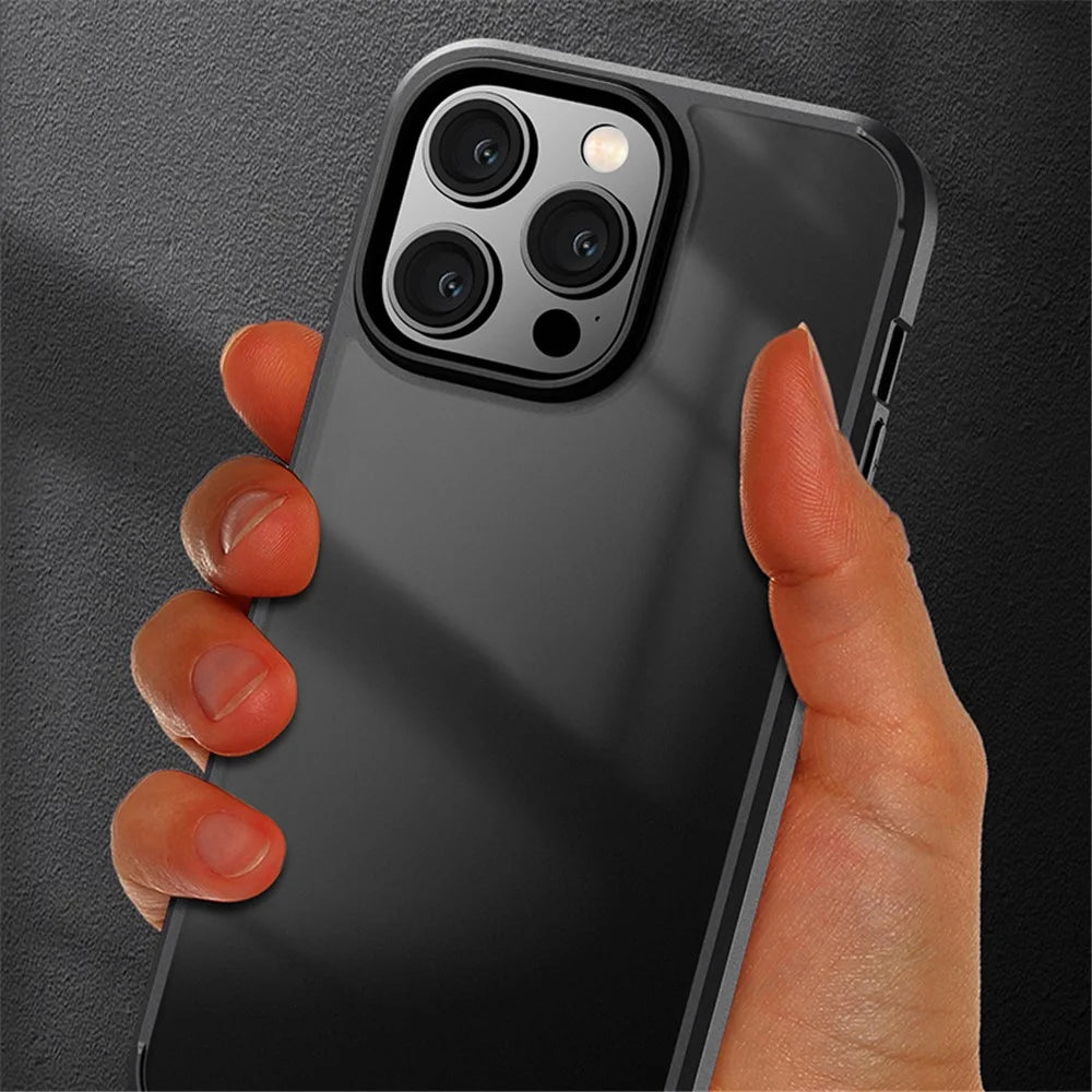 X-LEVEL Hard PC Soft TPU Phone Case for iPhone 15 Pro Shockproof Anti-Drop Matte Phone Shell - Transparent - 3