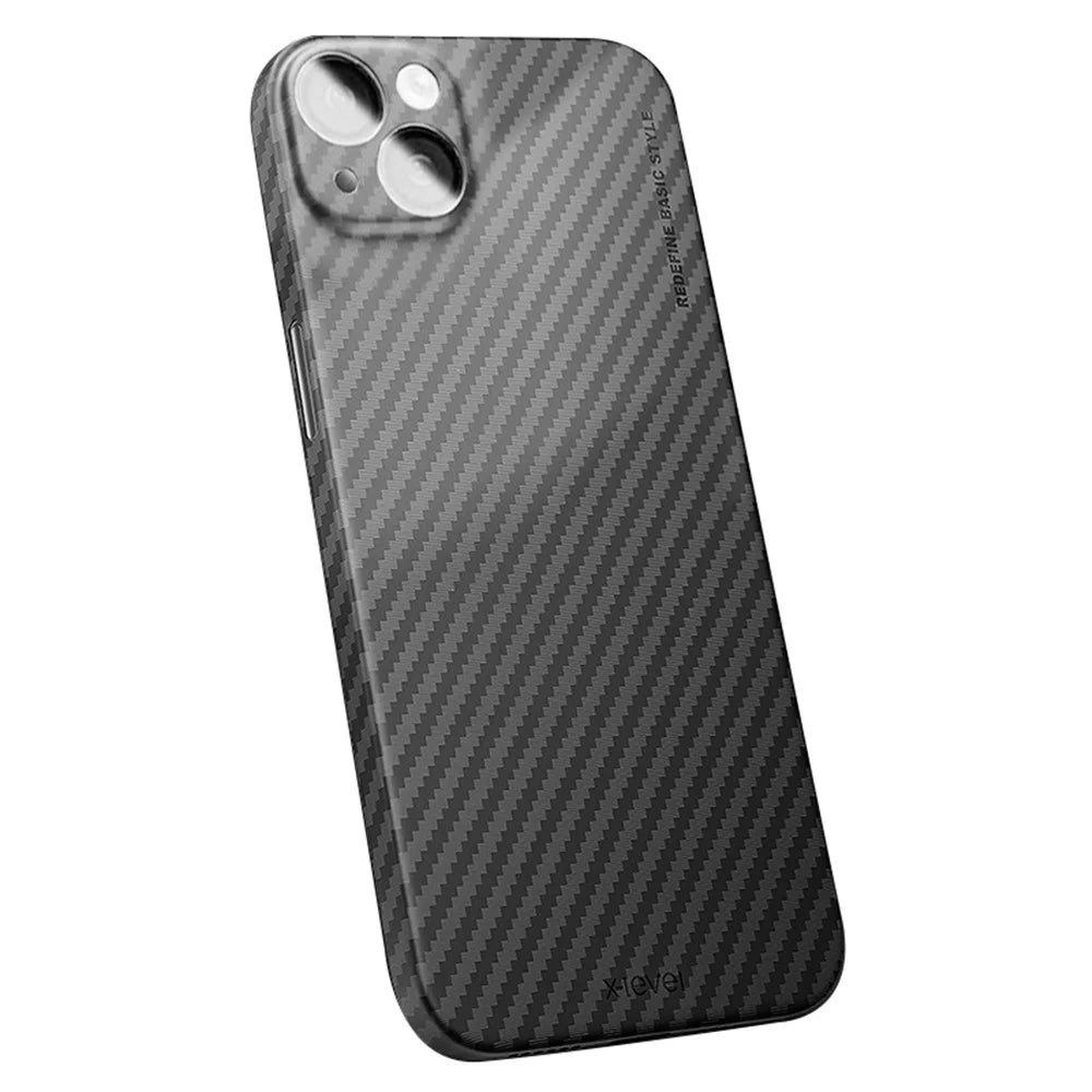 X-LEVEL For iPhone 15 Carbon Fiber Texture Hard PC Back Protector Case Ultra Thin Phone Cover - 1