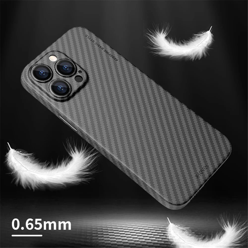 X-LEVEL For iPhone 15 Pro Carbon Fiber Texture Shockproof Hard PC Back Case Ultra Thin Phone Cover - 2