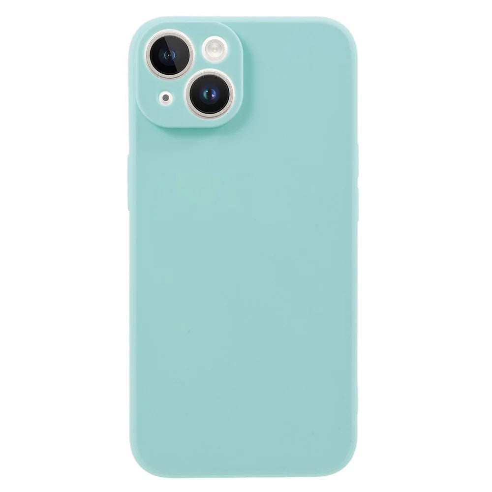 For iPhone 15 Straight Edge Phone Case Soft TPU Lens Precise Cutout Anti-scratch Cover - Baby Blue - 1