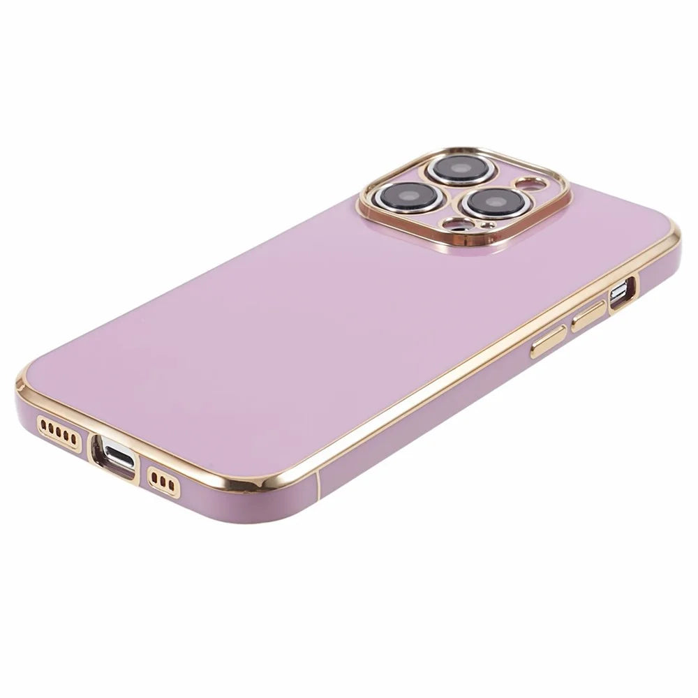 For iPhone 15 Pro Max Soft TPU 6D Electroplated Case Glossy Shockproof Protective Phone Cover - Purple - 3