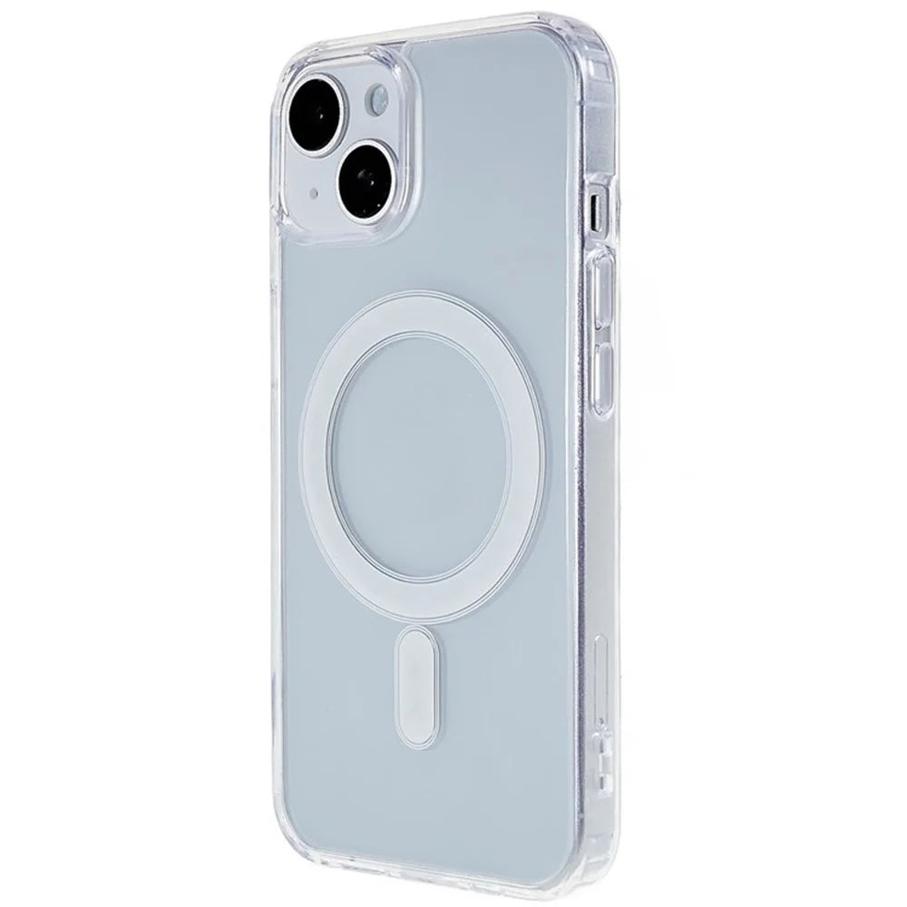 For iPhone 15 Clear Cell Phone Back Cover Acrylic + TPU Magnetic Case Compatible with MagSafe - 1