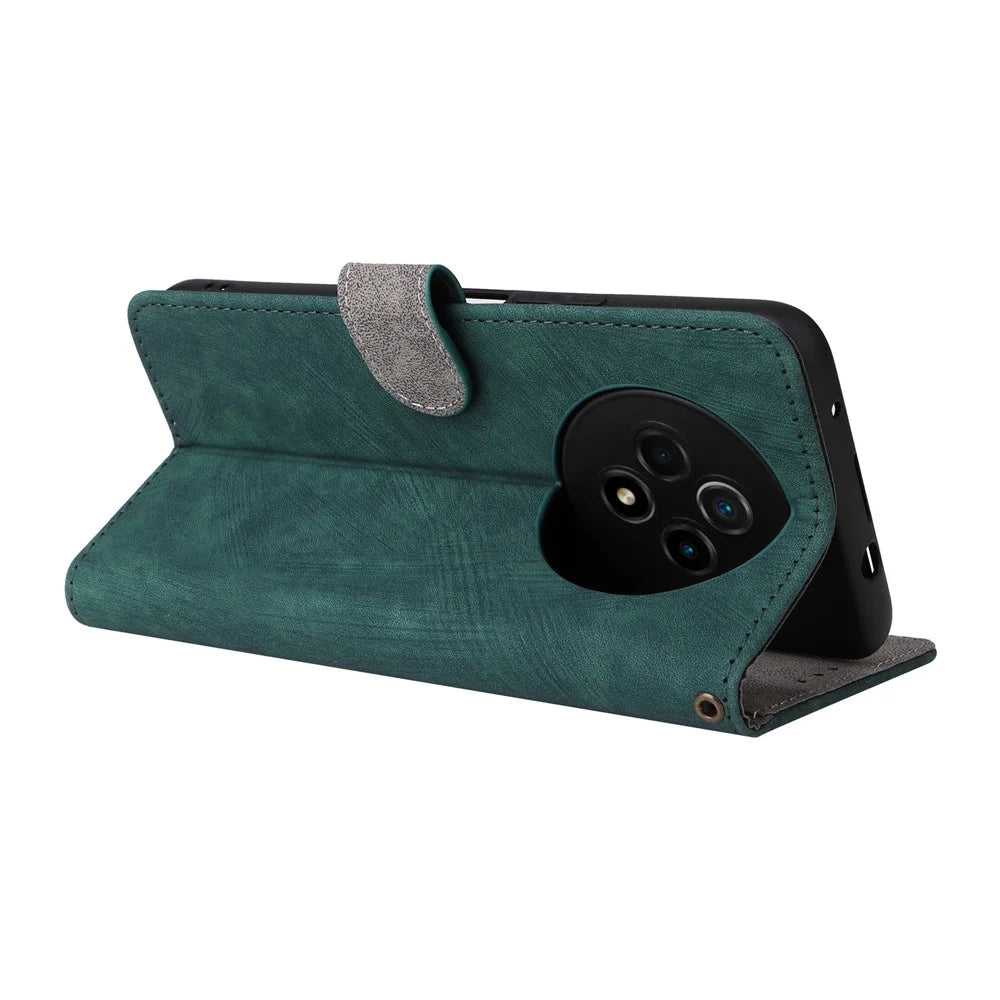 Wallet Phone Case for Wiko Hi Enjoy 60 Pro 5G Anti-Drop RFID Blocking Leather Flip Cover with Strap - Green - 4