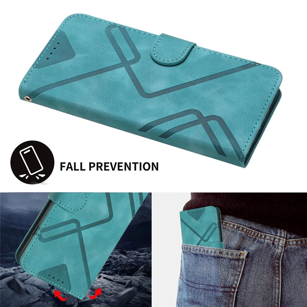 YX0040 For iPhone 15 Plus Anti-drop Leather Case Imprinted Wallet Stand Phone Cover - Baby Blue - 5