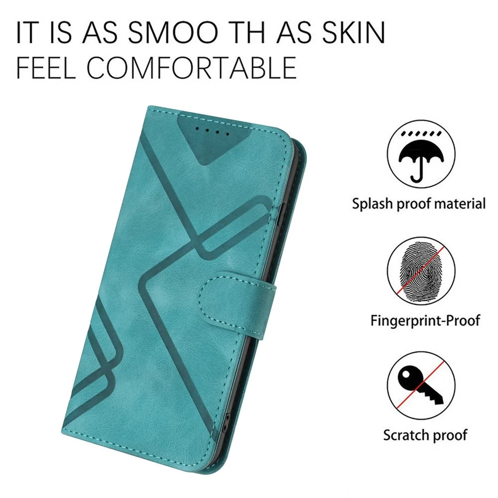 YX0040 For iPhone 15 Plus Anti-drop Leather Case Imprinted Wallet Stand Phone Cover - Baby Blue - 7