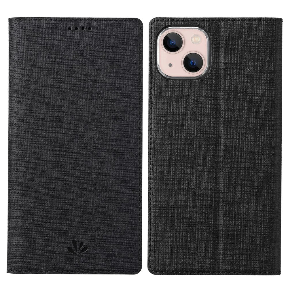 VILI DMX Series Stand Leather Phone Case for iPhone 15 Plus , Full Protection Card Slot Phone Cover - Black - 1