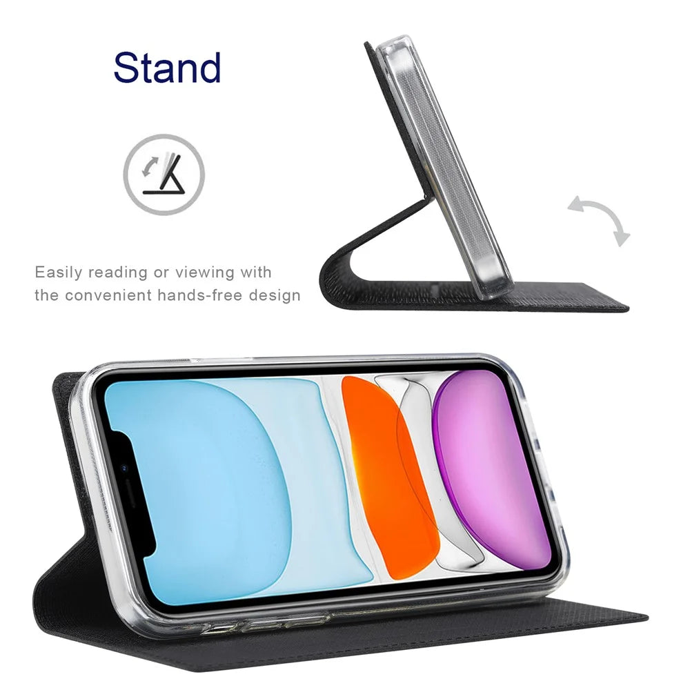 VILI DMX Series Stand Leather Phone Case for iPhone 15 Plus , Full Protection Card Slot Phone Cover - Black - 2