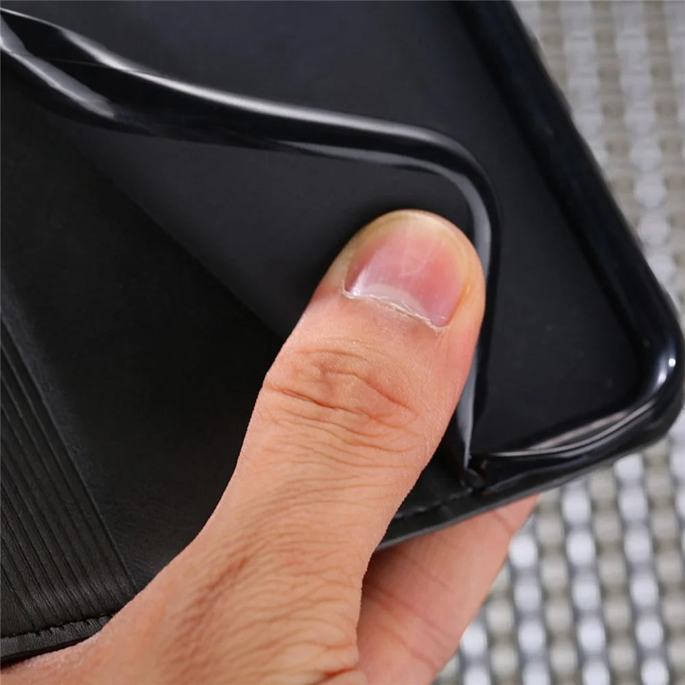 For iPhone 15 Pro Max Cowhide Texture Phone Cover PU Leather Stand Case with Card Slots - Black - 5