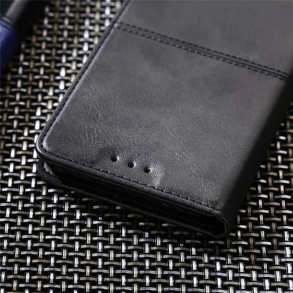 For iPhone 15 Pro Max Cowhide Texture Phone Cover PU Leather Stand Case with Card Slots - Black - 6