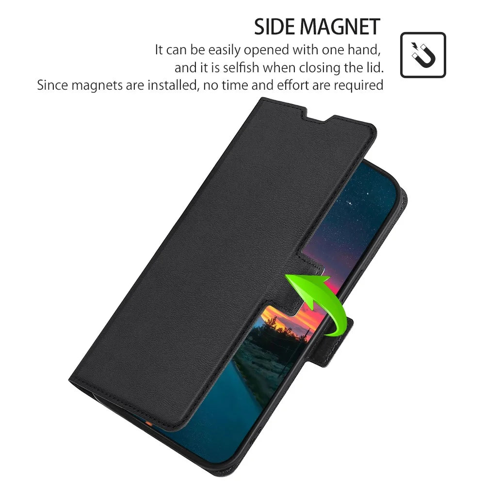 For iPhone 15 Card Slot Phone Case TPU+PU Leather Shell Shockproof Phone Stand Cover - Black - 4