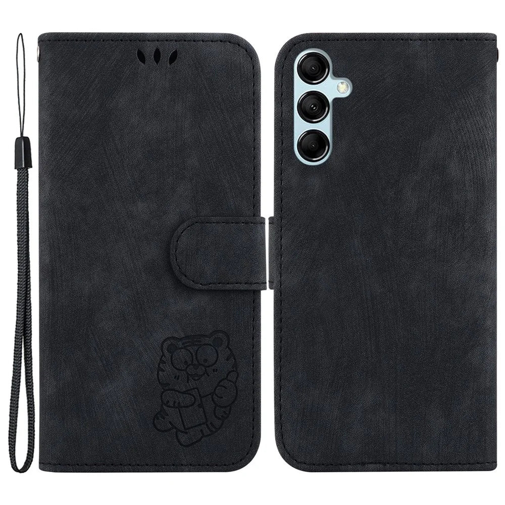PU Leather Wallet Case for Samsung Galaxy M54 5G / F54 5G , Tiger Pattern Imprinted Stand Phone Cover - Black - 1