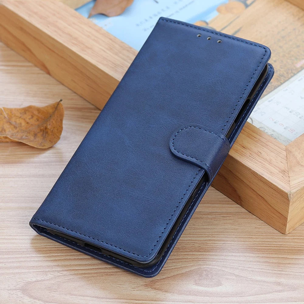 PU Leather Phone Case for Nothing Phone (2) , Cowhide Texture Wallet Full Protection Stand Cover - Blue - 7