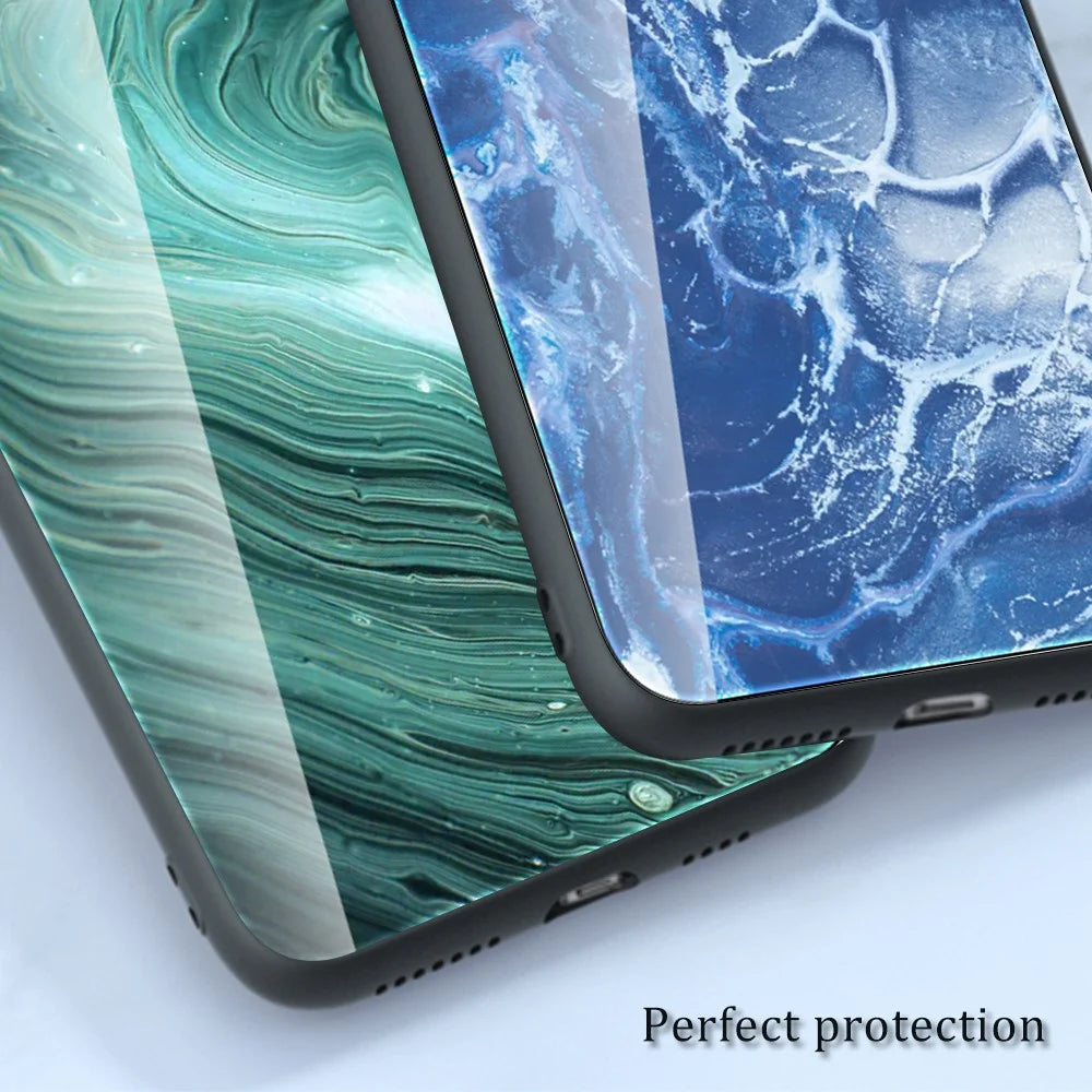 For Samsung Galaxy S23 FE Marble Pattern Anti-Scratch Cover Tempered Glass+PC+TPU Hybrid Phone Case - DL02 - 7