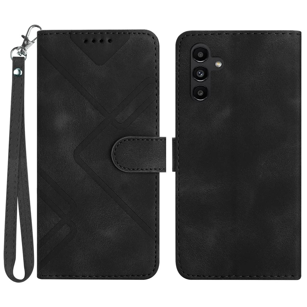 YX0040 For Samsung Galaxy S23 FE Imprinted PU Leather Wallet Case Stand Protective Phone Cover - Black - 1