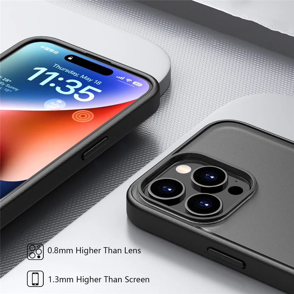 Magic Series TPU + PC Phone Case for iPhone 15 Pro Max , Translucent Matte Protective Cover - Black - 7